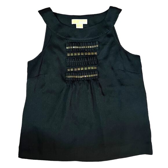 MICHAEL Michael Kors (M) Pleated Back Front Metal Detail Sleeveless Blouse Top - Picture 9 of 13